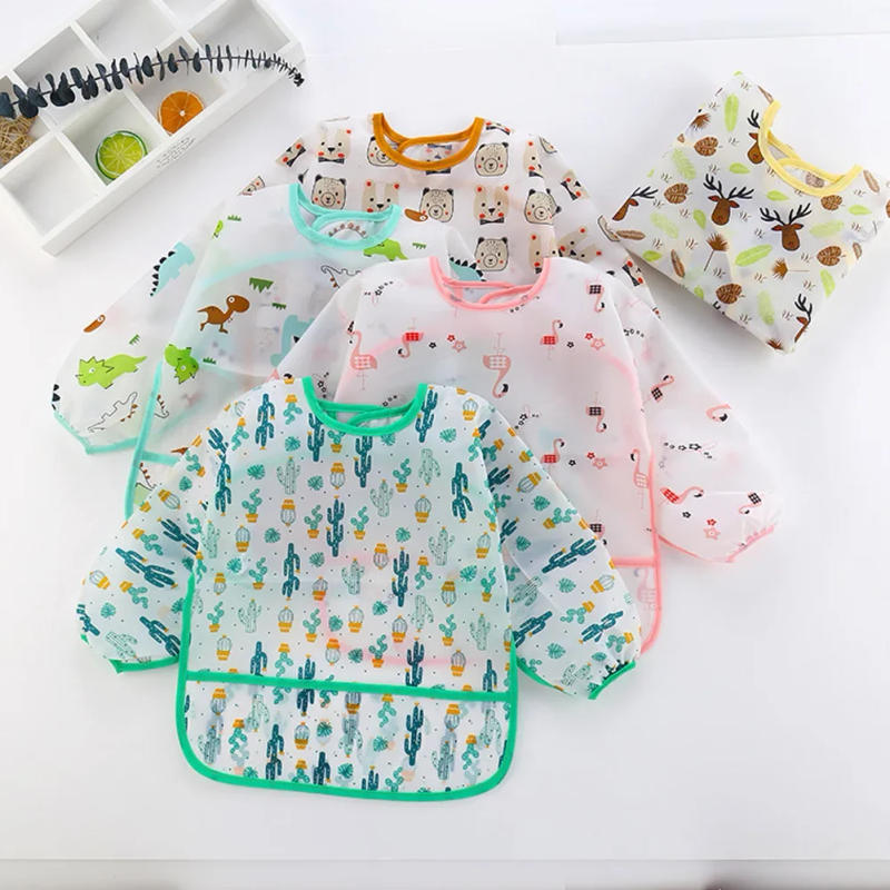 Description Picture 4 of itemBaby Bibs New Cute Children Baby Stuff Toddler Waterproof Long Sleeve Art Smock Feeding Bib Apron for Kids 0-3 Years