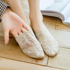 3 Pairs Fashion Women Girls Summer Socks Style Lace Flower No Show Short Sock Antiskid Invisible Ankle 2023 Sock Slippers