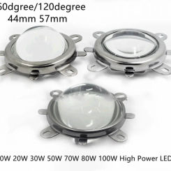60 90 120 degree LED Lens Optical Glass 44mm Reflector Collimator Fixed Bracket For 20W 30W 50W 100W COB High Power COB Chip