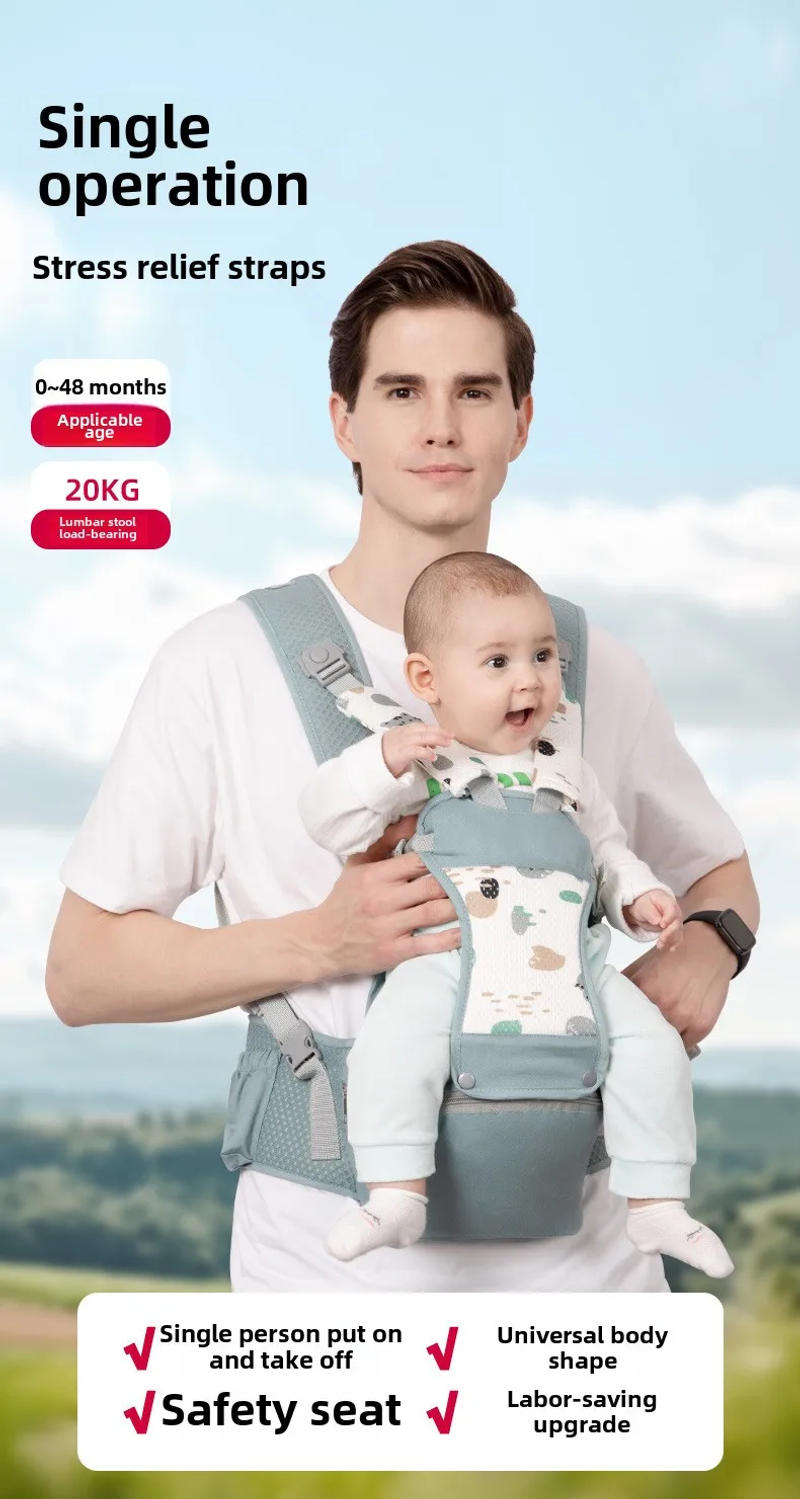 Description Picture 2 of itemNewborn Ergonomic Baby Carrier Wrap Backpack Baby Carriers Bag Infant Sling Waist Stool Multiuse Front Facing Babies Accessories