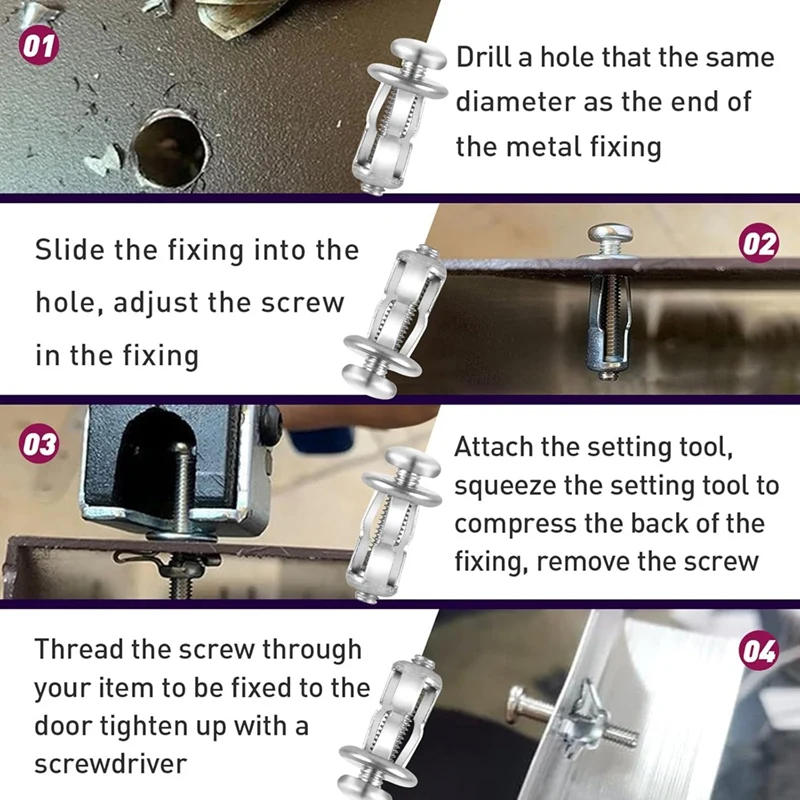 Description Picture 6 of item60 Pcs M 4 X 20 Hollow Door Anchor Set, Hollow Cavity Fixing Hollow Wall Anchors For Aluminium Cladding Sheet Steel Pipe