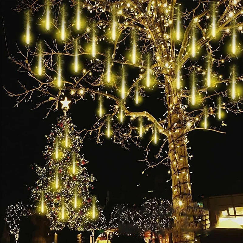 Description Picture 6 of item2025 New Year 32/24/16/8 tube 30/50cm Outdoor Meteor Shower Rain LED String Lights for Christmas Wedding Party Decoration Xmas