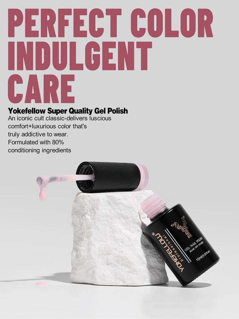 Description Picture 6 of itemYOKEFELLOW 10ml Jelly Nude Gel Nail Polish High Quality Translucent Pink Nail Gel Varnish Soak Off UV Gel Polish Long Lasting