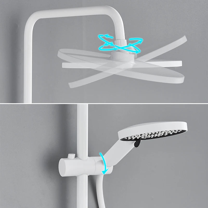 Description Picture 6 of itemWhite Thermostatic  Shower Faucet Bathroom Rainfall Faucet Brass Shower Set With Bidet Bathtub Spout Tap Wall Mount Mixer System