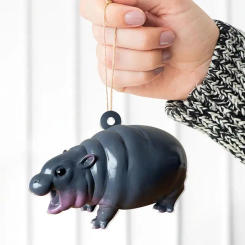 9cm Cute Moo Deng Hippo Pendant Backpack Keychain Pendants Car Rearview Mirrors Charm Resin Decorative Ornaments for Home Decor