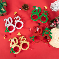 New Year 2025 Glasses Frame Photobooth Props Merry Christmas Ornaments Xmas Navidad Gifts happy New Year Eve Party Decorations
