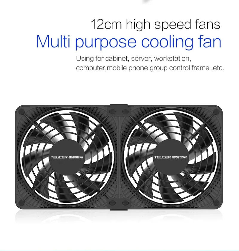 Description Picture 4 of itemTEUCER 3000RPM 120MM Large Air Volume 220V Btc Mining Machine Workstation Cabinet Server Case Cooling System Fan with Adapter