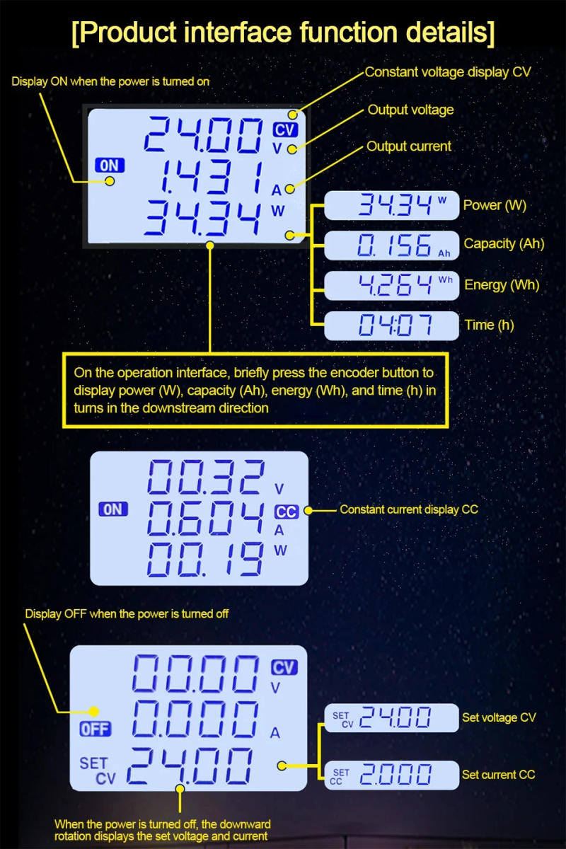 Description Picture 3 of itemXY6015L XY6020L CNC Adjustable DC Stabilized Voltage Power Supply Constant Voltage Constant Current Step-Down Module/Base Plate