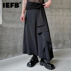 IEFB 2024 New Summer Men's Casual Pants Dark Style Irregular Individuality Trousers Fashion Trend Solid Color Culottes 9C5810