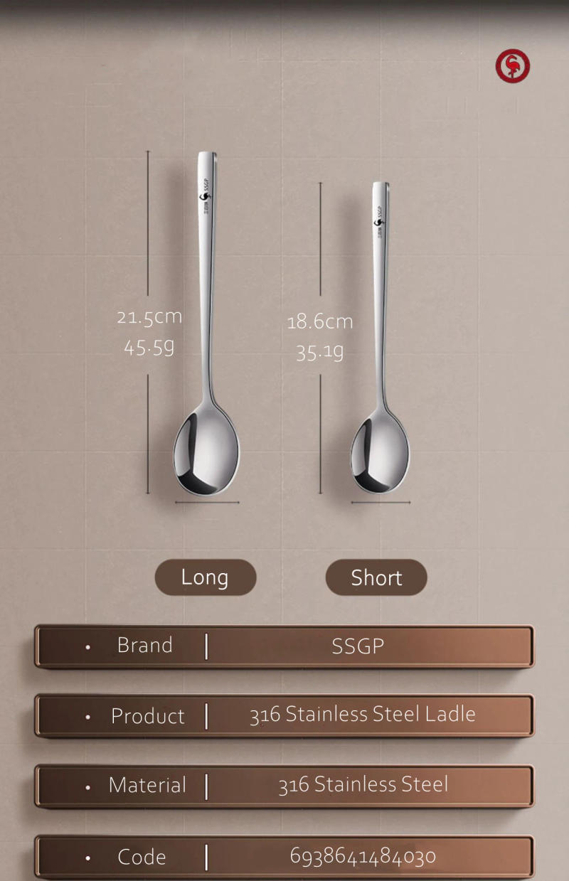 Description Picture 2 of itemLFGB Certificate 316 Stainless Steel Spoon Luxury Soup Ladle Tableware Dinnerware Cutlery Family Kitchen Banquet Accessories