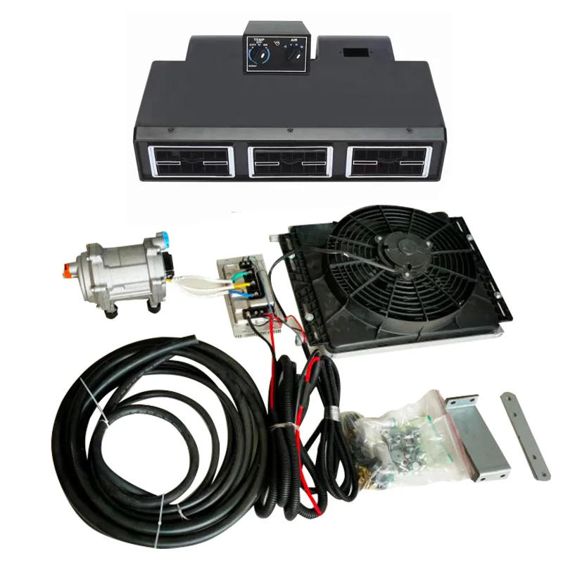 Description Picture 2 of itemA/c 12v kit electric compressor set auto ac air ac under dash kit evaporator 12v car air conditioner kit