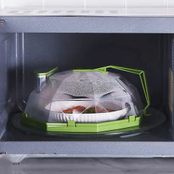 Transparent Splatter Guard with Handle & Water Storage Box Microwave Plate Cover Lid for Keeps Microwave Oven Clean
