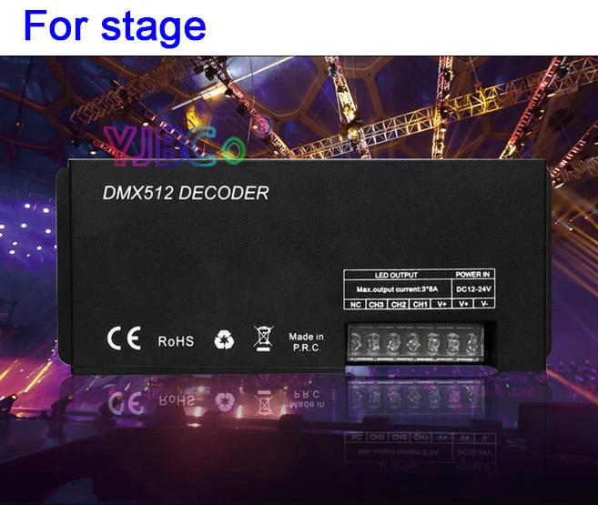 Description Picture 5 of itemHigh power 3CH RGB DMX 512 Decoder 4CH RGBW LED Strip light Controller 12V 24V DC DMX to PWM LED Modules Engineering DMX Dimmer