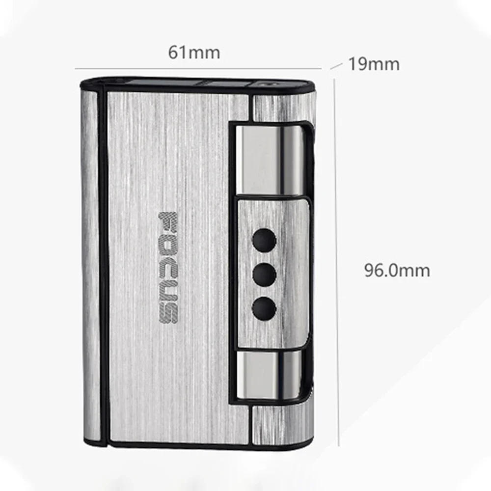 Description Picture 6 of item2 In 1 Automatic Cigarette Case with Lighter Metal Compression Moisture Proof Inflatable Lighter Smoking Accessories