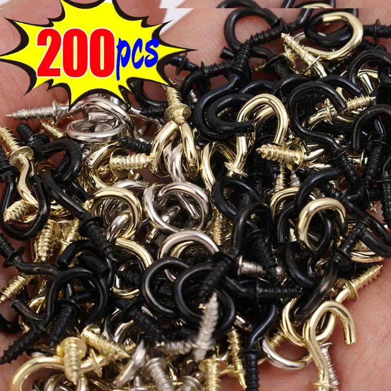 Description Picture 4 of item50/200PCS Mini Screws Hook Metal Screw Hooks Plant Ceiling Hanger Outdoor String Lights S Hook Multi-Purpose Key Storage Rack