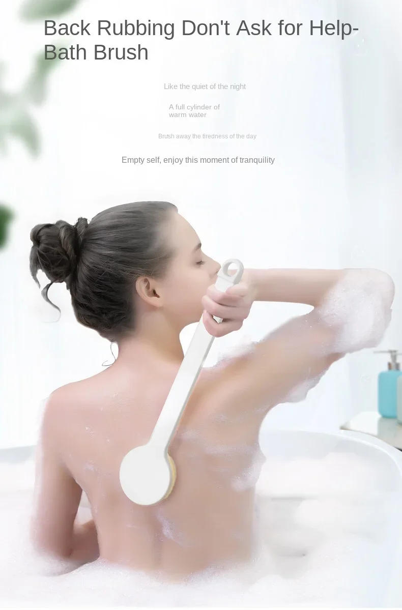 Description Picture 2 of item1pc Long Handle Back Brush for Shower Soft Bristles Body Exfoliating Bath Brush Skin Health Shower Back Scrubber Bath Supplies
