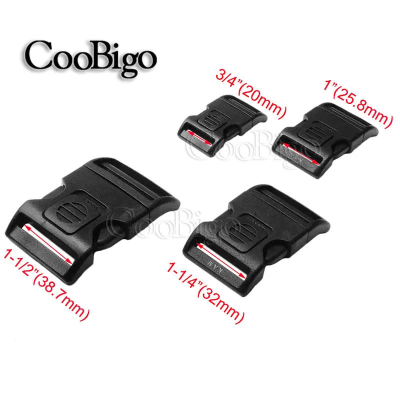 Description Picture 3 of item20mm 25mm 32mm 38mm Plastic Side Release Buckle Self Locking Buckles Backpack Bag Strap Dog Collar Webbing DIY Accessories Black