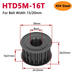 1pc 16 Teeth HTD 5M Timing Pulley 45# Steel HTD5M 16T Synchronous Wheel for Belt Width 15/20mm Bore 5 6 6.35 8 10 12 12.7-15mm