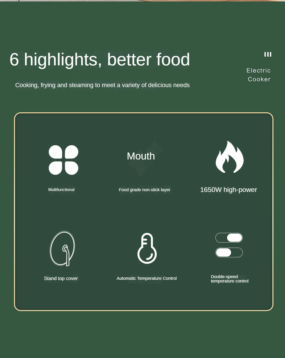 Description Picture 4 of itemElectric frying pan high-power    multi-functional household cooking and   multi cooker