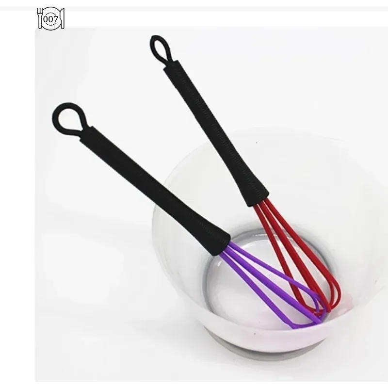 Description Picture 4 of item1 PCS Small Mini Plastic Whisk Mixer Hand Egg Beater Stirrer Baking Blender Tool Double Head Whisk with Small Spoon Kitchen