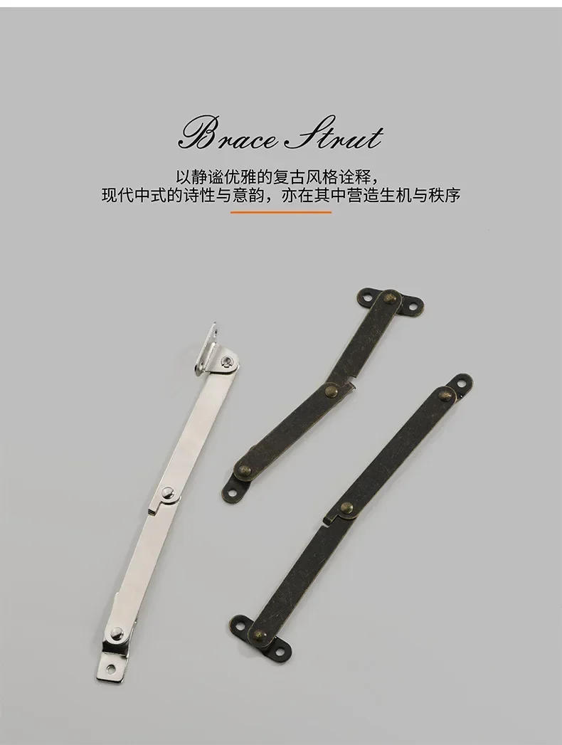 Description Picture 4 of item2Sets Lid Support Hinges Remain Antique Bronzes Iron Decor Hinge Box Furniture Hardware Cabinet Door Kitchen furniture hardware