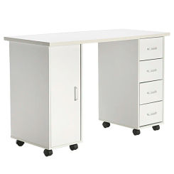 Modern White Double Edged Manicure Nail Table with Drawer,Easy to assemble,High quality,Suitable for any beauty salon
