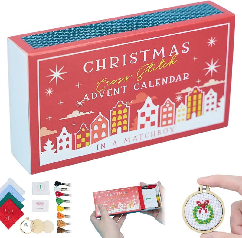 Description Picture 2 of itemChristmas Cross Stitch Advent Calendar, Christmas Countdown Embroidery Kit, Christmas Cross Stitch Patterns for Beginners Lovers