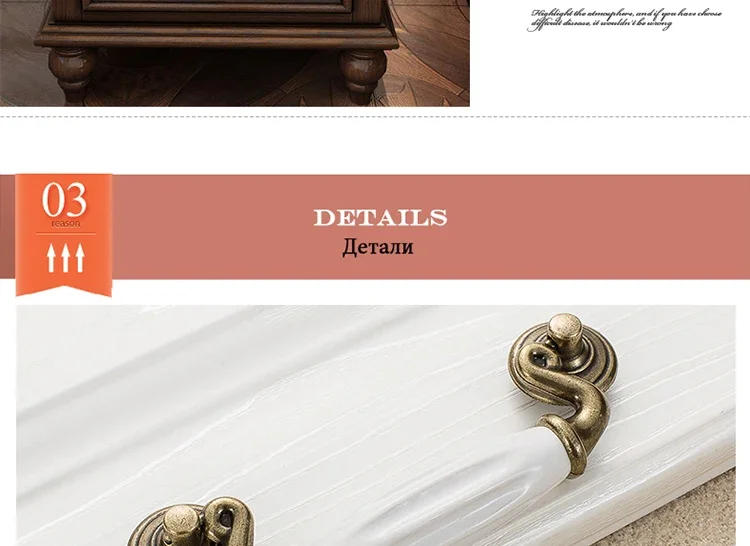 Description Picture 5 of itemAntique Bronze Ceramic White Cabinet Handles Zinc Alloy Drawer Knobs Wardrobe Door Handle Simple European Furniture Hardware