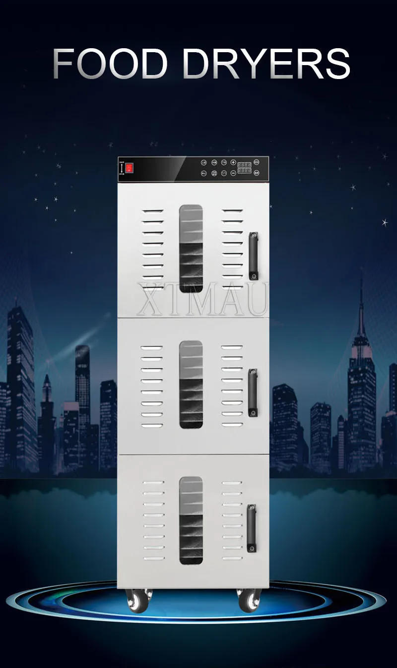 Description Picture 4 of item110V 220V 30 Trays Dried Food Dehydrator Snacks Dehydration Air Dryer Stainless Steel Fruits Vegetable Meat Drying Machine