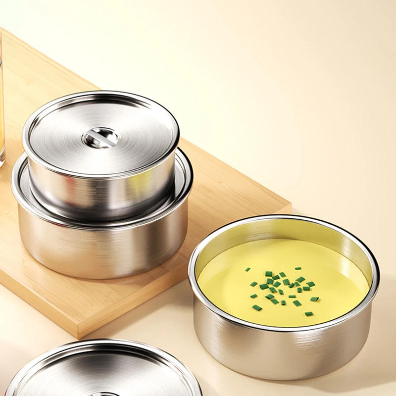 Description Picture 2 of itemStainless Steel Steamed Egg Bowl Ramen Rice Fruit Salad Stew Bowls With Lids Soup Cup Food Container Kitchen Tableware Supplies