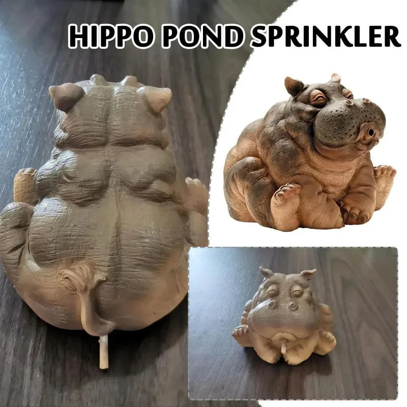 Description Picture 3 of itemNew Hippo Decor Pond Spitter Statue Hippo Garden Supplies Outdoor Animal Sprinkler Yard Patio Home Decoration House Sculptures