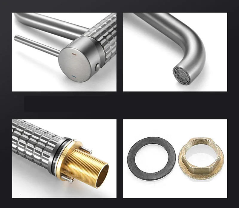 Description Picture 5 of itemBrushed Gold Wash Basin Faucet Hot and Cold Bathroom Sink Taps Single Hole Toilet Bathroom Faucets Brass Deck Mounted Water Tap