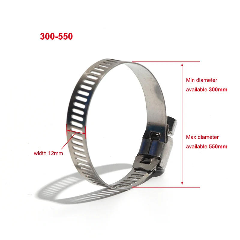 Description Picture 3 of item2pcs 300-600mm Pipe Clamps Heavy Duty Stainless Steel Hose Clips Car Fuel Hose Pipe Clamps Worm Drive Durable Anti-oxidation