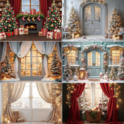 MOON.QG 2024 Christmas Backdrop New Year Photography Background Children Home Party Decor Photo Studio Photoshoot Accessories