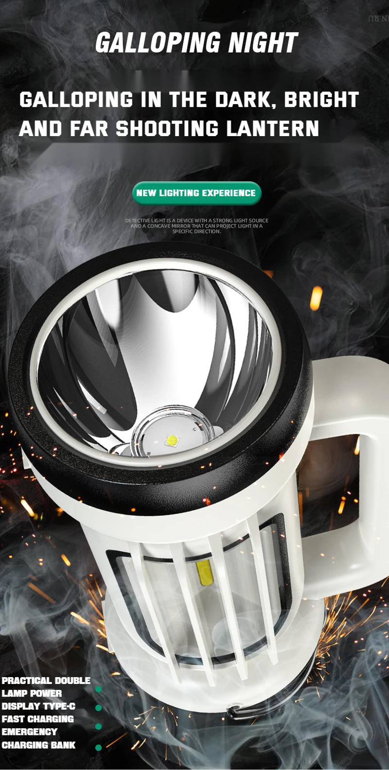 Description Picture 2 of itemC2 Camping LED Strong Light Hand Lamp USB Rechargeable Flashlight Portable Searchlight With COB Side Light Power Bank torch tool