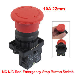 Red NC Emergency Stop Switch Mushroom N/C Push Button Control Electrical Starter Switch 250V 10A