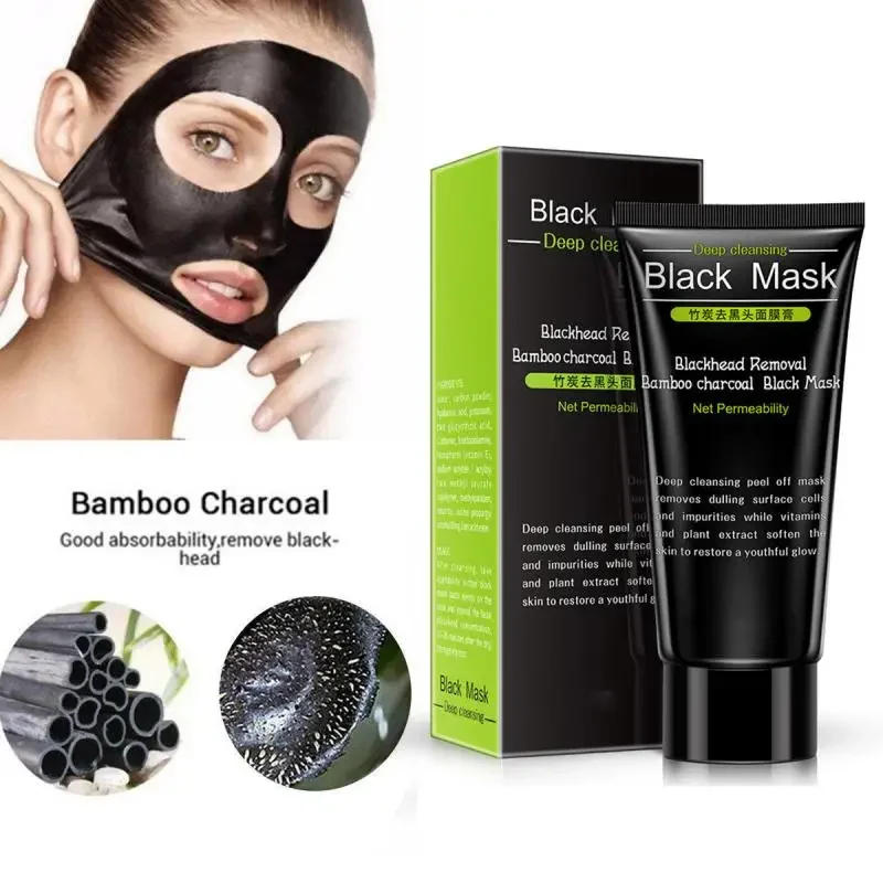 Description Picture 3 of itemBamboo Charcoal Blackhead Remover Tearing Mask Deep Cleaning Skin Care Peel Off Masks Oil Control Deep Purifying Black Mud Mask