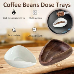Coffee Beans Dose Tray Pottery/Walnut Wood Weighing Bean Tea Dish Coffee Powder Measuring Cup Coffee Accessories for Cafe Home