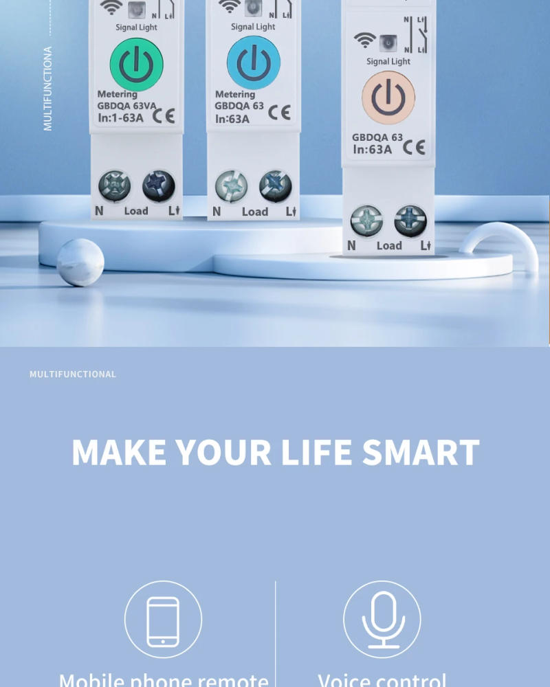 Description Picture 3 of itemtuya wifi circuit breaker smart switch power smart circuit breaker wifi 16a homekit circuit breaker with timer 1p 63a Gangbei