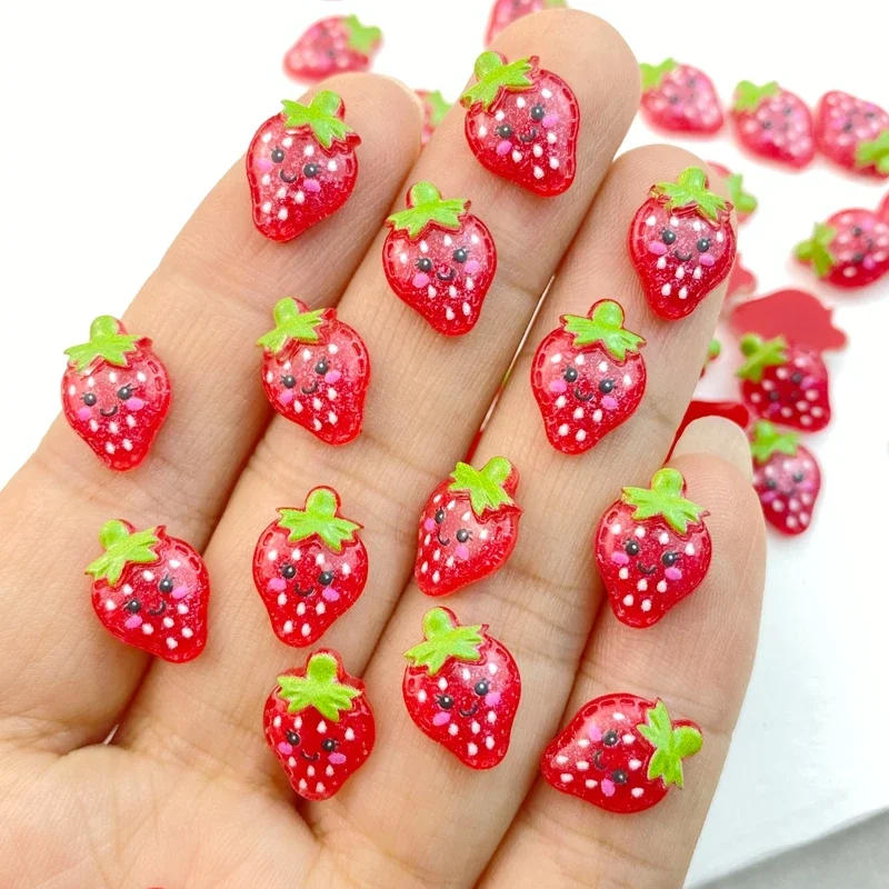 Description Picture 6 of item50Pcs Cute Mini Cartoon Red Strawberry Nail Art Resin Designer Charms Rhinestones DIY Craft For Nail 3D Decorations Jewelry
