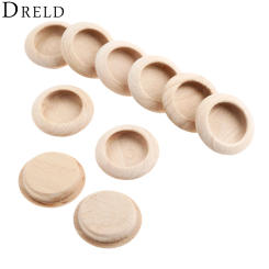 DRELD 10Pcs Wooden Concealed Furniture Handles Kitchen Cabinet Drawer Knobs Cupboard Closet Door Wood Pulls Furniture Hardware