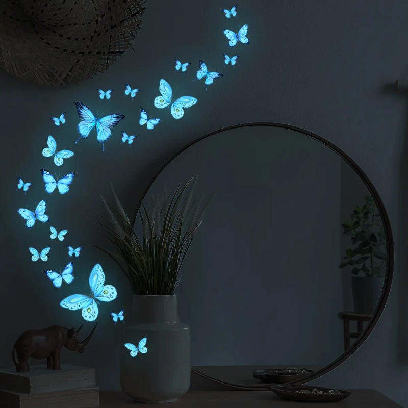 Description Picture 5 of itemBlue Light Butterfly Luminous Wall Stickers for Kids Rooms Girls Room Home Decor Glow in the Dark Fluorescent Light Stickers
