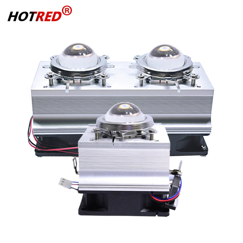 Description Picture 2 of itemLED Heatsink Aluminium Cooling Radiator + 60 /120 Degrees 44mm Lenes + Reflector + Bracket 12V Fans For 20W 30W50W 100W Chip COB