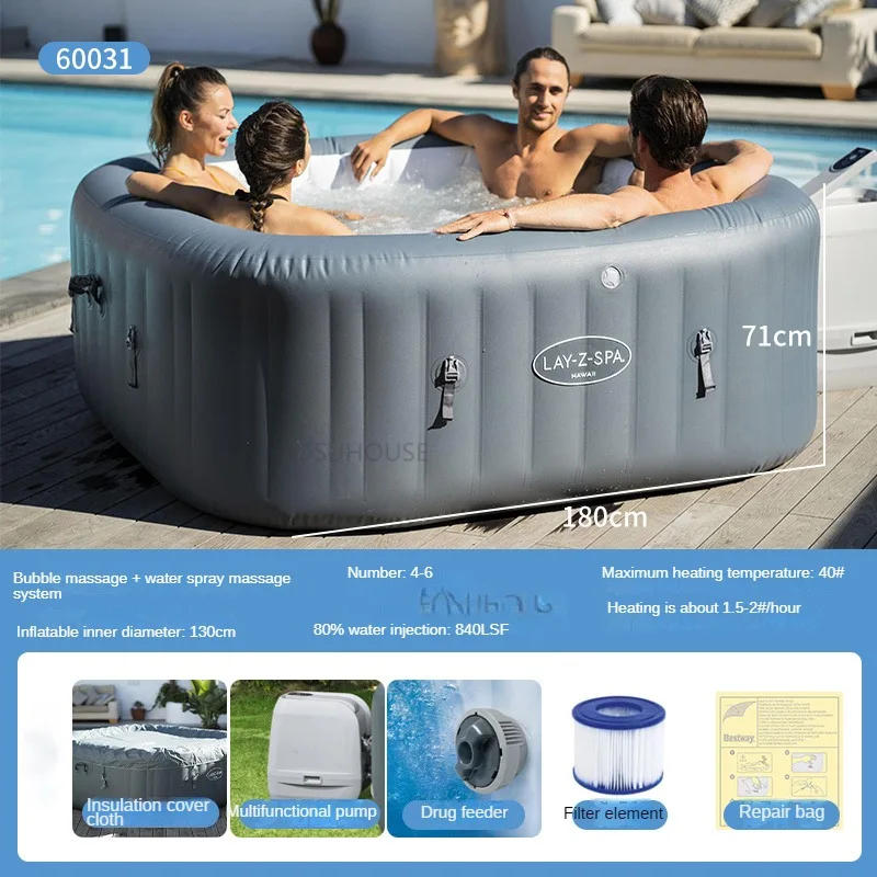 Description Picture 2 of itemConstant Temperature Heating Bathtub Athroom Fixture Whirlpool Inflatable Bathtubs Household Outdoor Massage Bubble Whirlpool