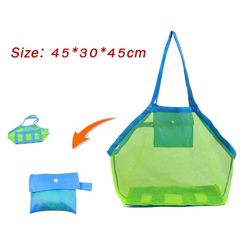 Description Picture 2 of itemOutdoor Children Beach Mesh Bag Sand Away Foldable Portable Kids Beach Clothes Bags Toy Storage Sundries Organiser Bag Backpack