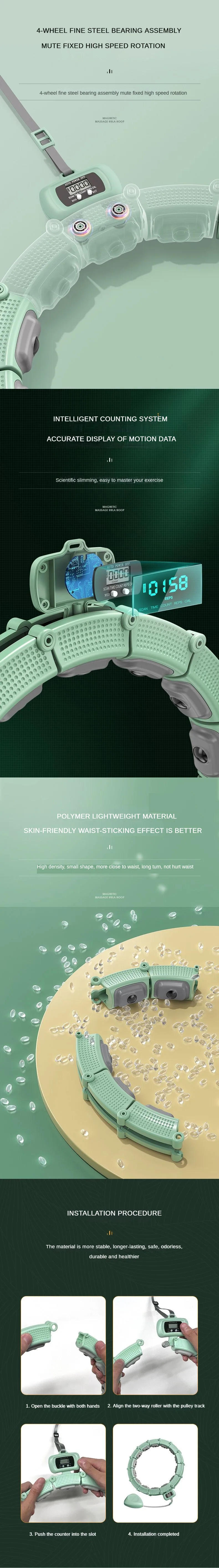 Description Picture 5 of item24 Sections Smart Counting Hula Ring Hoops Fitness Massage Weight Loss Artifact Detachable Adjustable Weighted Circle Sport Hoop