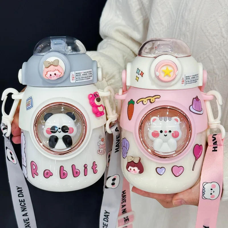 Description Picture 3 of itemCute Kids Water Bottles With Straw For Girls Children's 820ml Large Capacity Kawaii Cartoon Student School Travel Water Cup