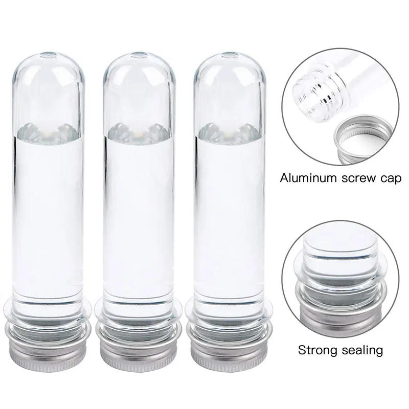 Description Picture 5 of item24Pcs PET 40ml Transparent Plastic Test Tube Bottle Candy Testontainer Bath Salt Tube with Aluminum Screw Lids