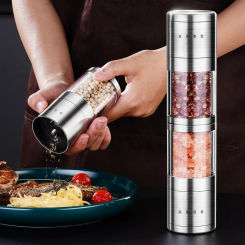 Luxury LFGB Certificate 304 Stainless Steel Magnetic Suction Pepper Mill Ceramic Rotor Adjustable Coarseness Salt Grinder