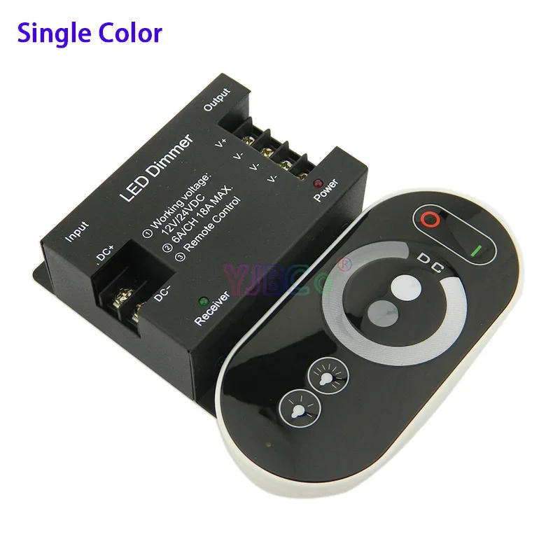 Description Picture 3 of item24V 12V 18A 12A Touch Pad Panel LED Strip Controller Single color /Color temperature/ RGB Light dimmer switch RF Wireless Remote